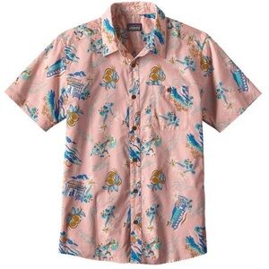 Patagonia Go To Shirt C Street Feather Pink SizeXL Organic Cotton Aloha ButtonUp